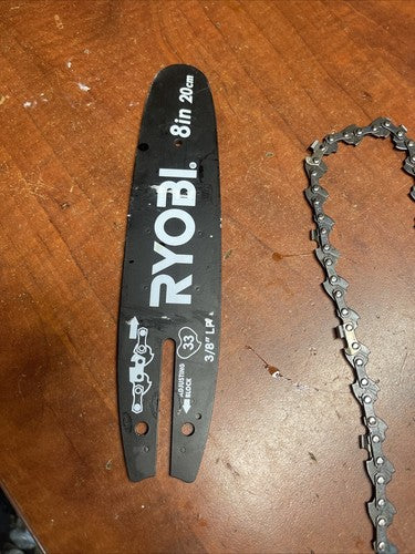 New OEM Parts 8” Guide Bar/Chain Assy For Ryobi P4360 Cordless 18V 8” Pole Saw
