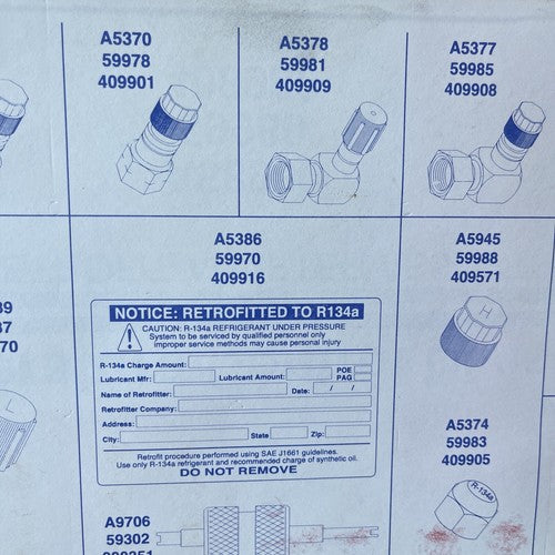 New A/C System Retrofit Kit 4 Seasons 59980 R-134A Retrofit Adapters Assortment